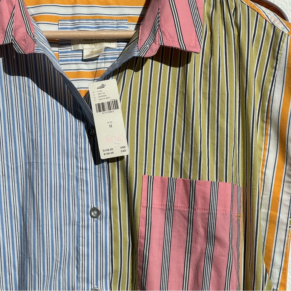 NWT Anthropologie Maeve Colorblock Stripe Shirt Dress Resort M Coastal Resort - Picture 5 of 10